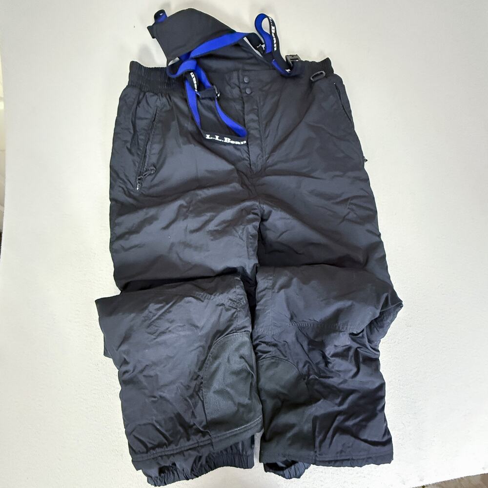 Vintage L.L.Bean Men's XL Insulated Snow Bib Overalls Black Blue Thermore